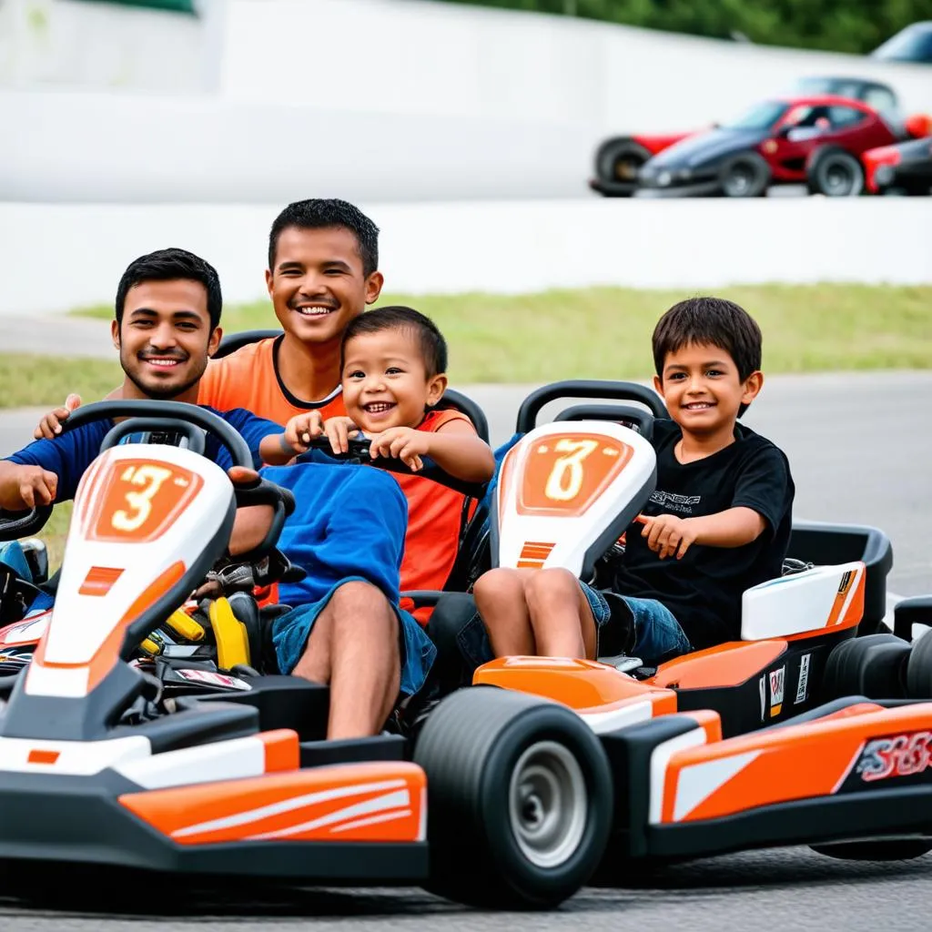 Gia Đình Thưởng Thức Trò Chơi Go Kart Vui Dịp Cuối Tuần