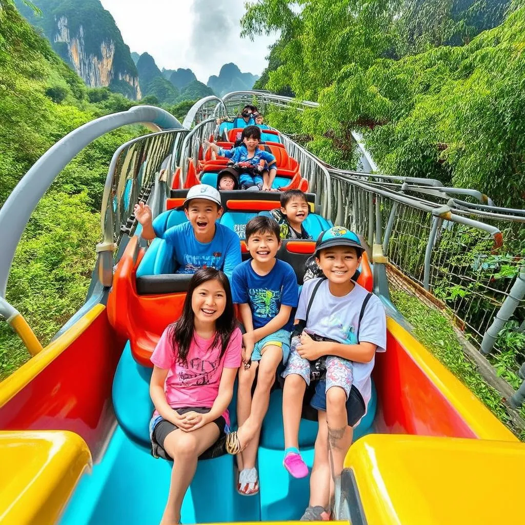 Gia đình vui chơi tại Halong Park