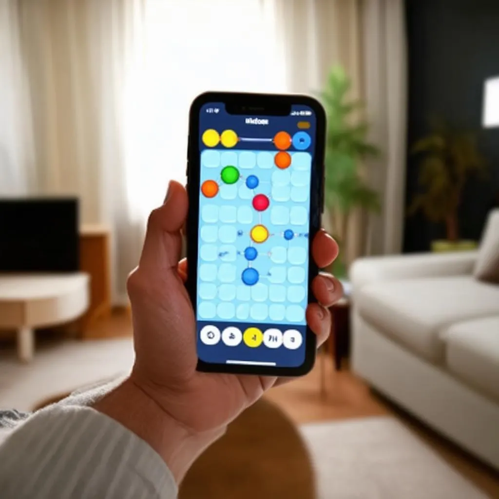 Người chơi game dots trên điện thoại