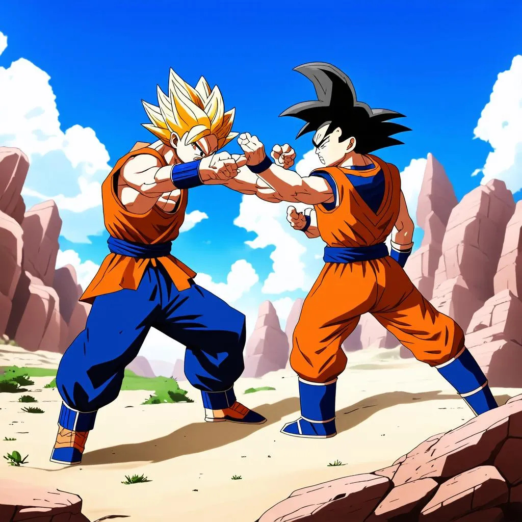 Goku và Vegeta đối kháng