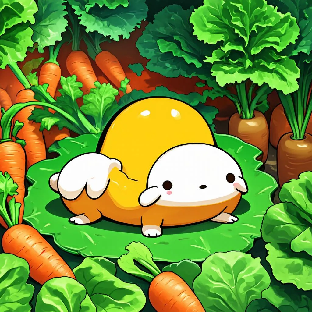 gudetama trong vườn rau