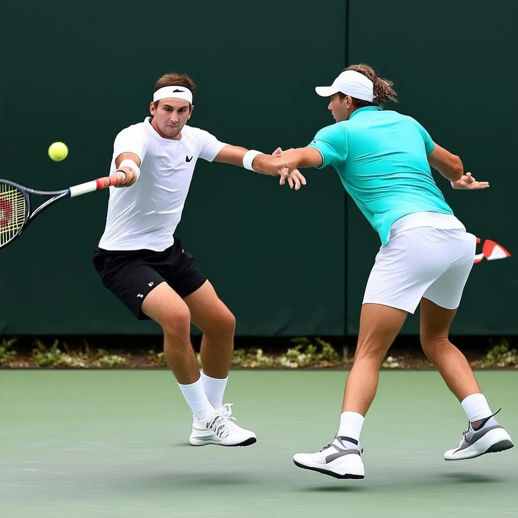 Intense Tennis Match