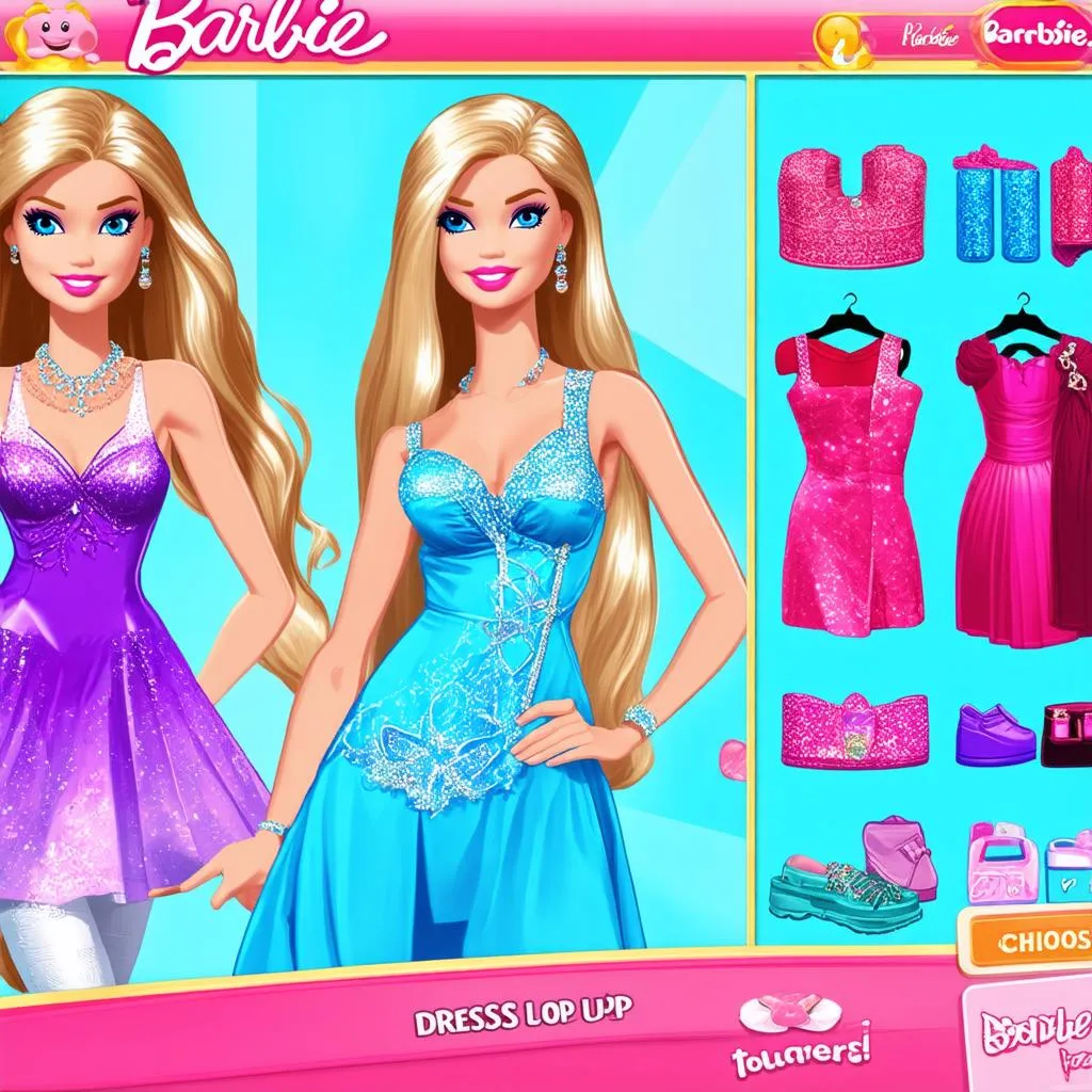 Hình Ảnh Trò Chơi Barbie Trang Điểm Với Nhiều Lựa Chọn Trang Phục Và Phụ Kiện