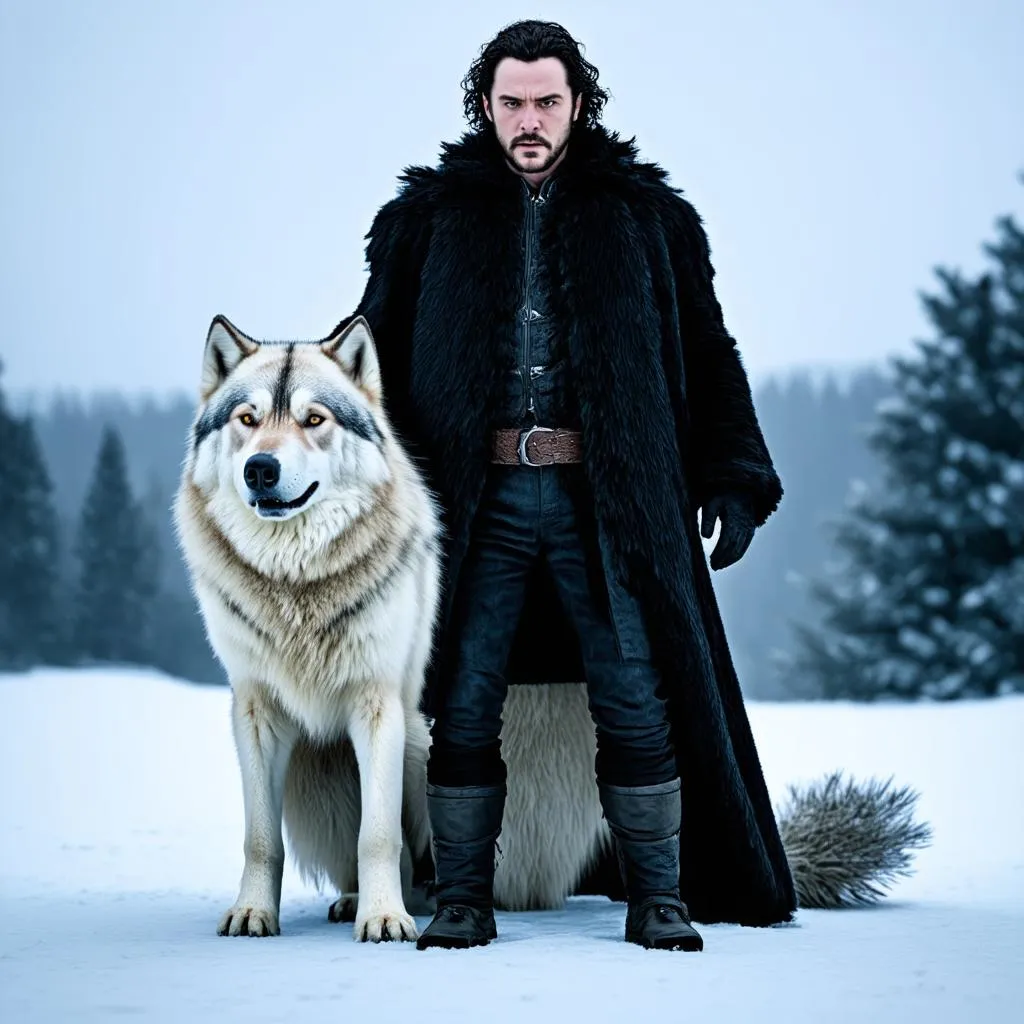 Jon Snow và con sói khổng lồ