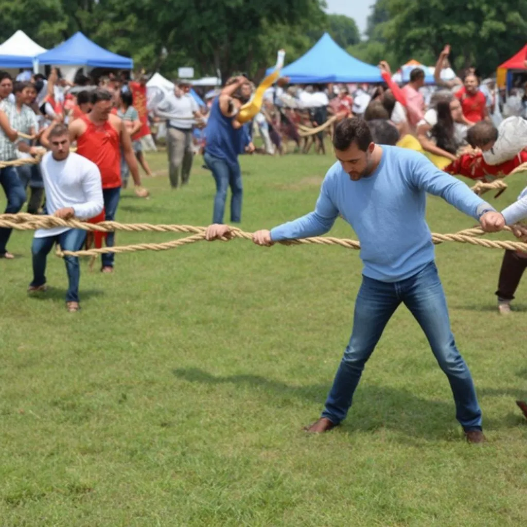 Trò chơi kéo co trong ngày hội