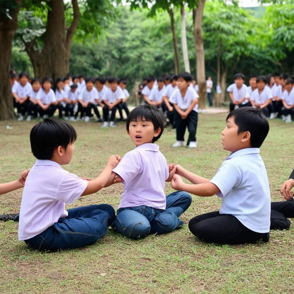 Trẻ em chơi kéo cưa lừa xẻ