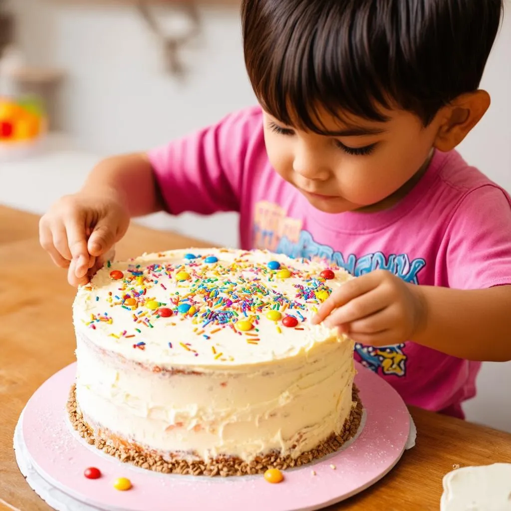 Làm bánh kem sinh nhật cho bé