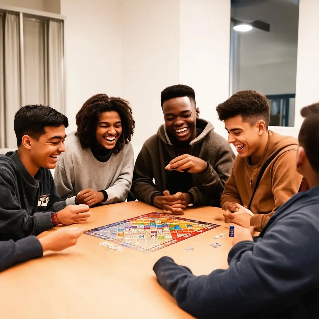 Group of friends playing a board game