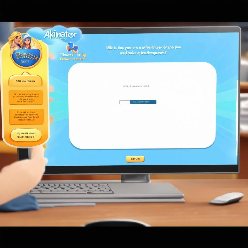 Màn hình máy tính hiển thị Akinator