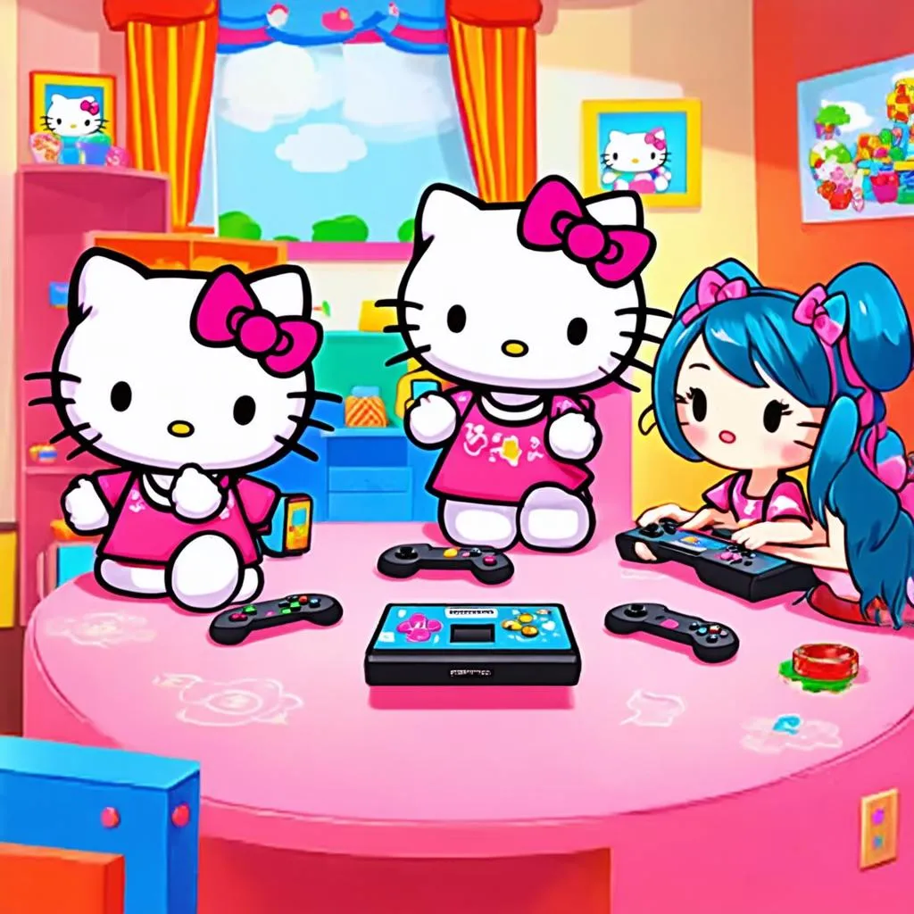 Mèo Kitty chơi game cùng bạn bè