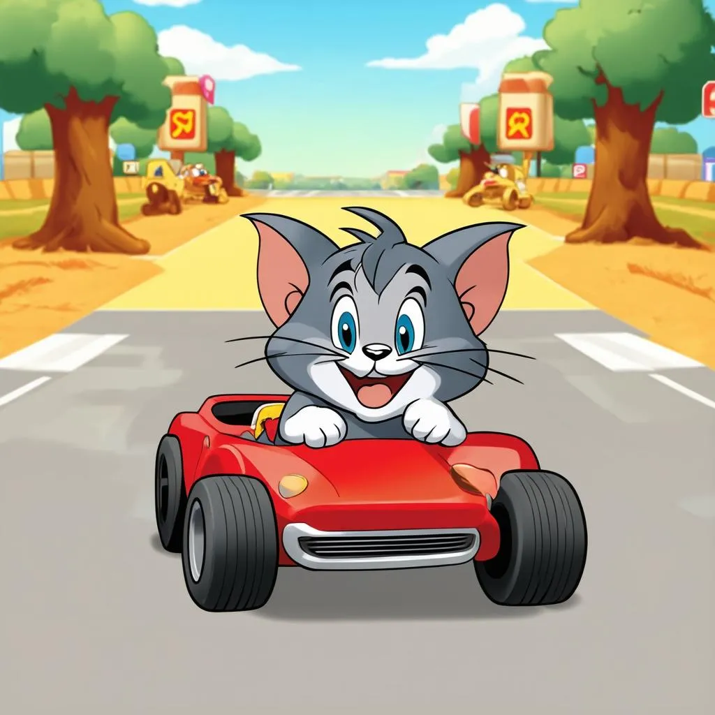 Mèo Tom và Jerry chơi đua xe