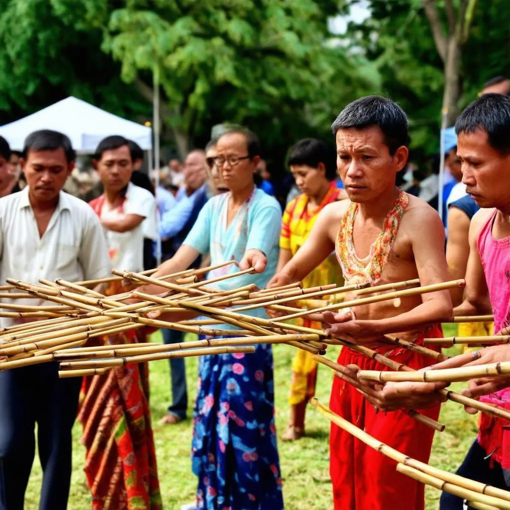 Người dân chơi ném còn trong lễ hội