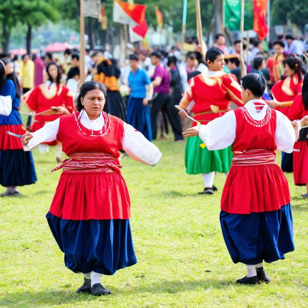 Người dân tham gia lễ hội trò chơi dân gian