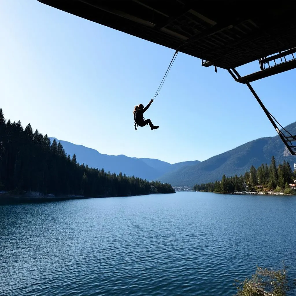 nhảy bungee hồ núi cốc