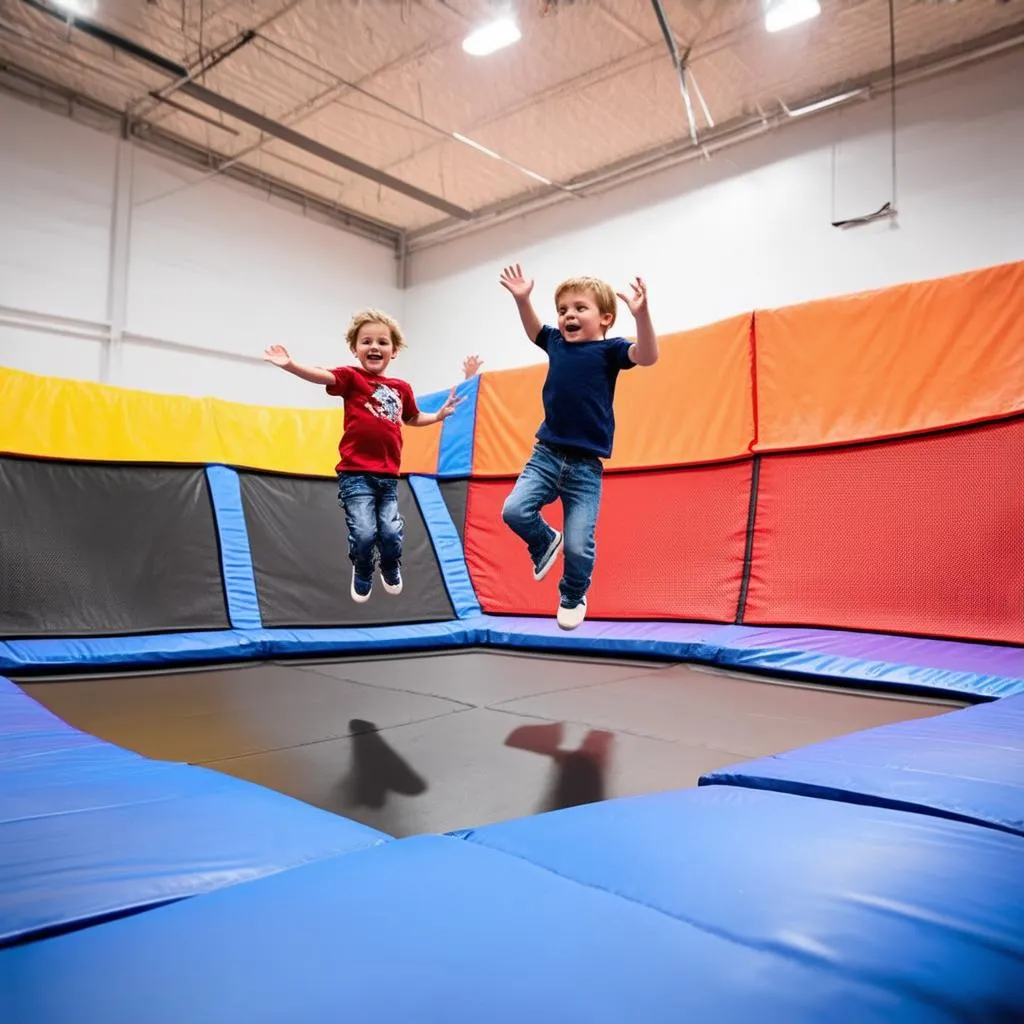 Trẻ em chơi trampoline