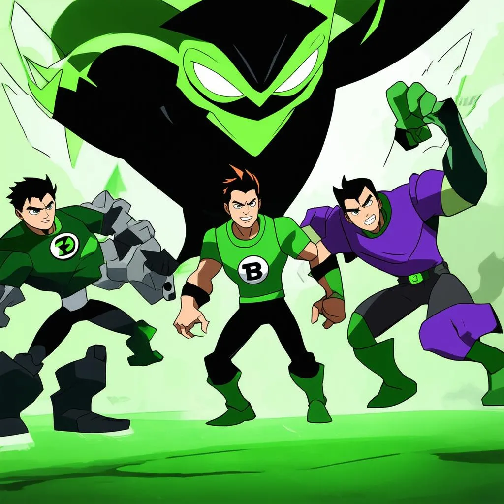 Ben 10 chiến đấu cùng đồng đội