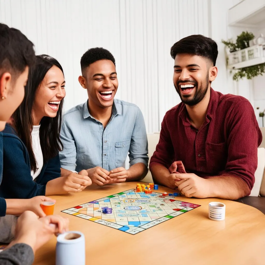 nhóm bạn chơi board game