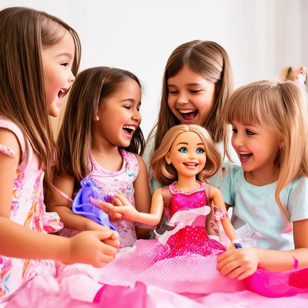 Những Cô Gái Đang Chơi Búp Bê Barbie