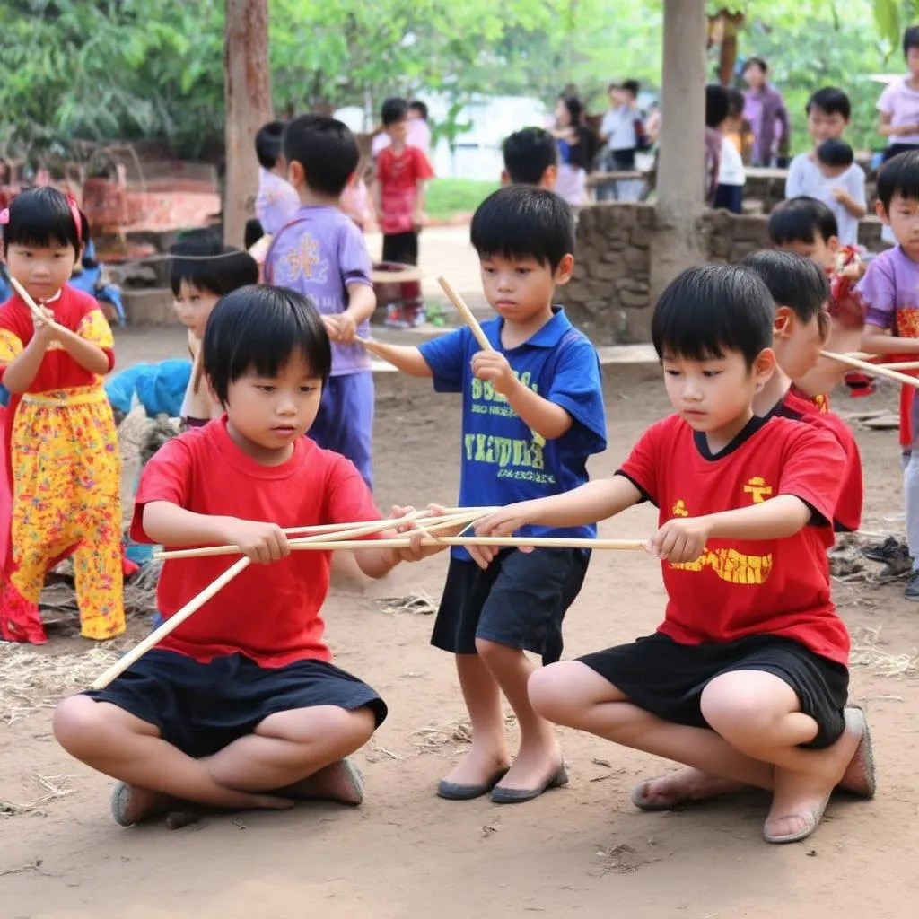 Trẻ em chơi đá cầu