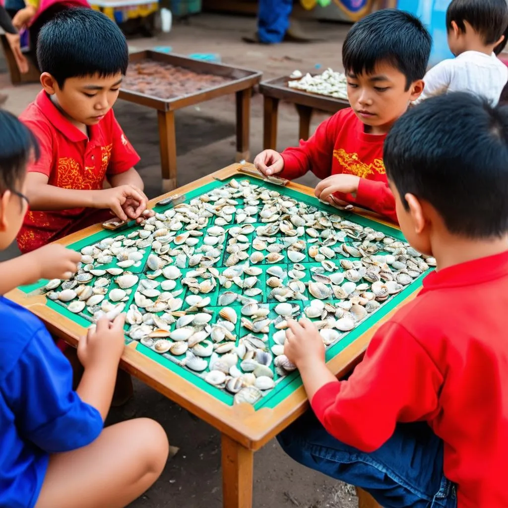 Trẻ em chơi ô ăn quan