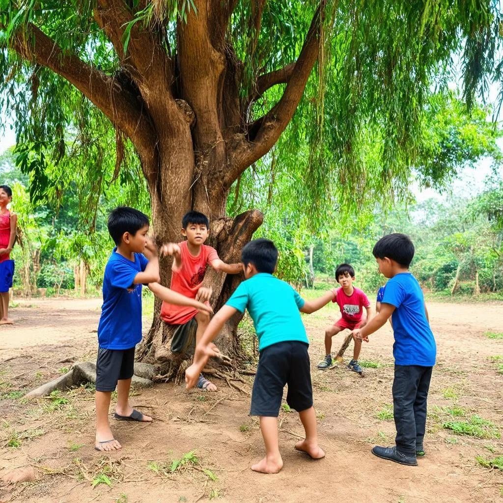 Trẻ em chơi ô ăn quan