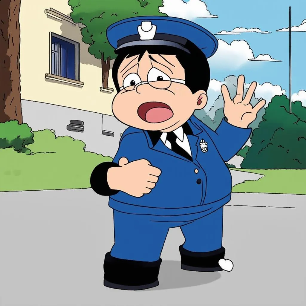 Nobita bị cảnh sát Dekisugi bắt