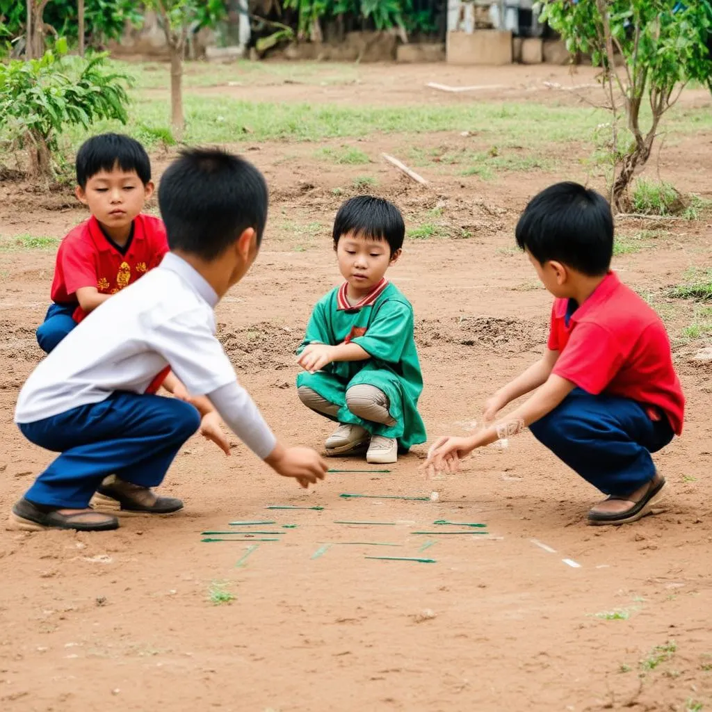 Trẻ em chơi ô ăn quan