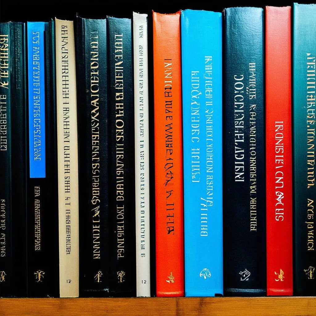 A Game of Thrones books on a shelf