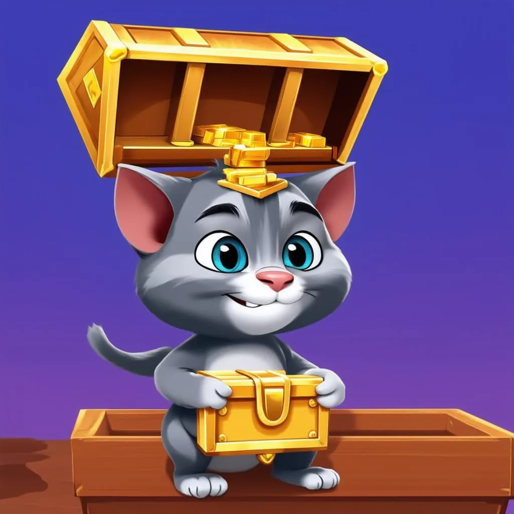 Talking Tom nhận được rương vàng