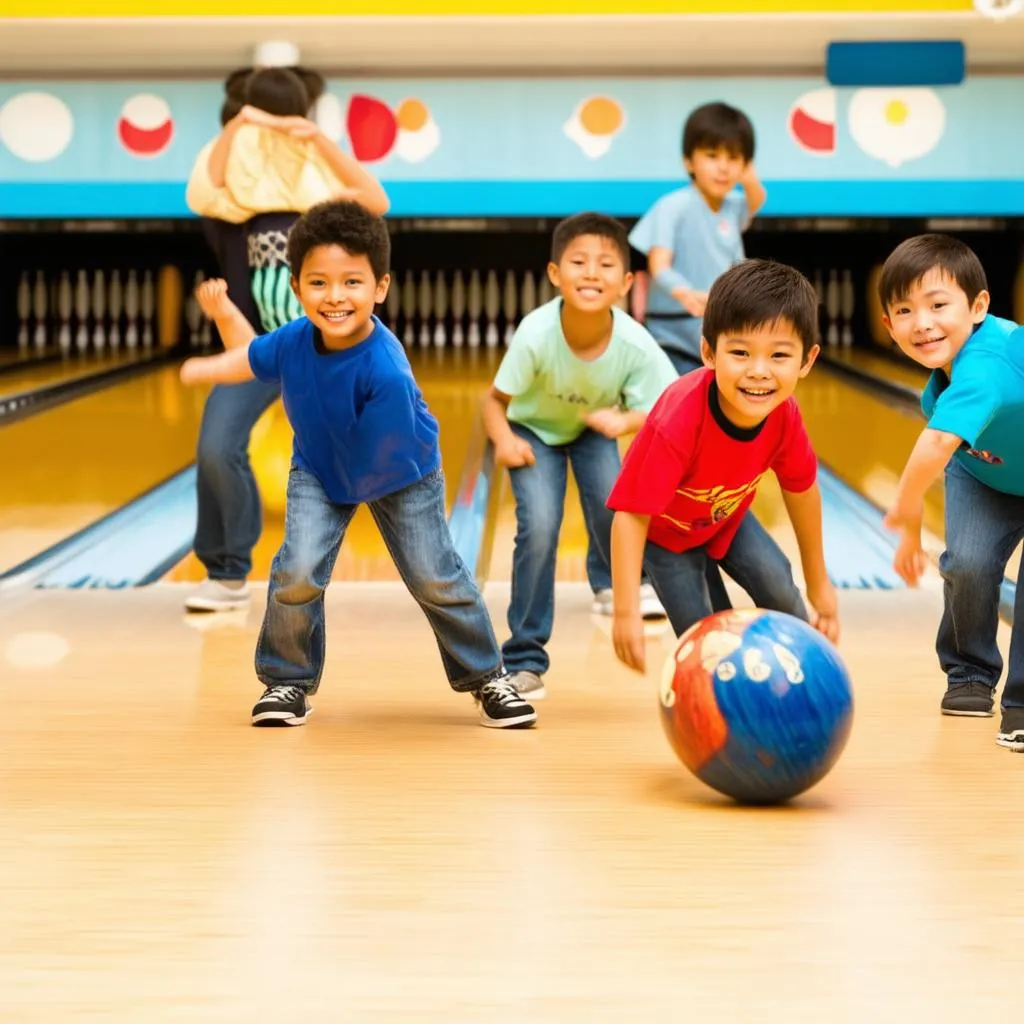 Trẻ em chơi bowling