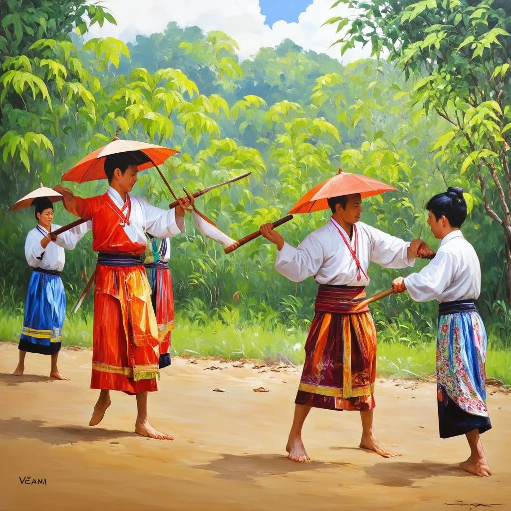 Tranh vẽ trò chơi dân gian