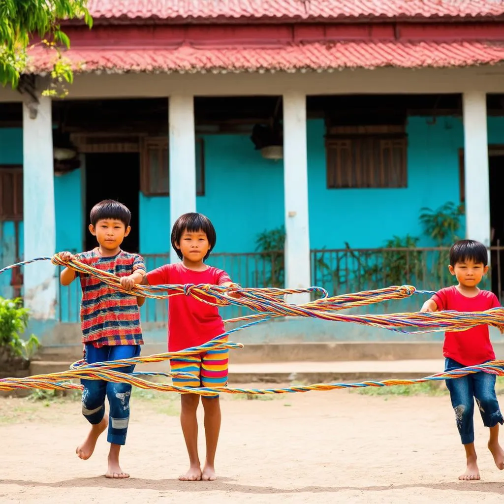 Tranh vẽ trò chơi nhảy dây