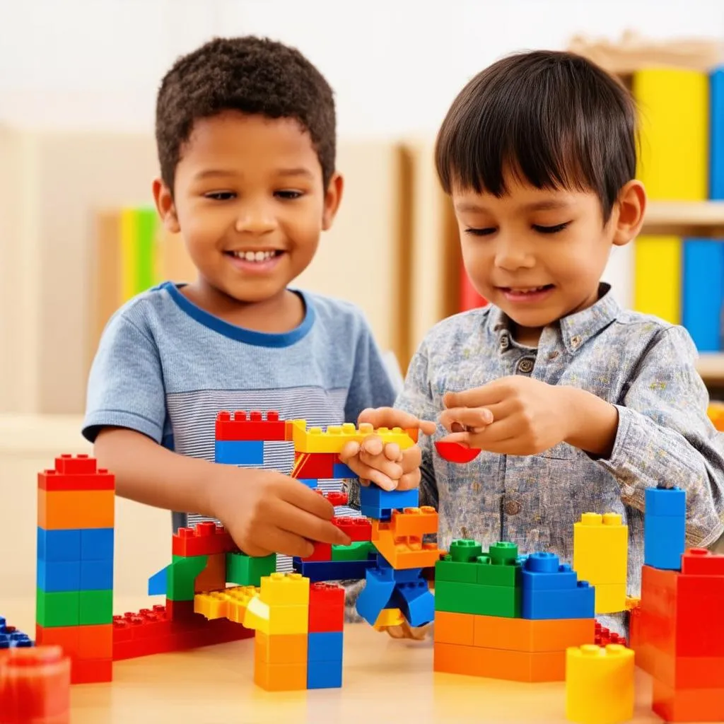 Trẻ em chơi đồ chơi lego