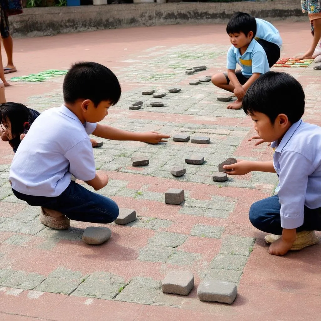 trẻ em chơi ô ăn quan