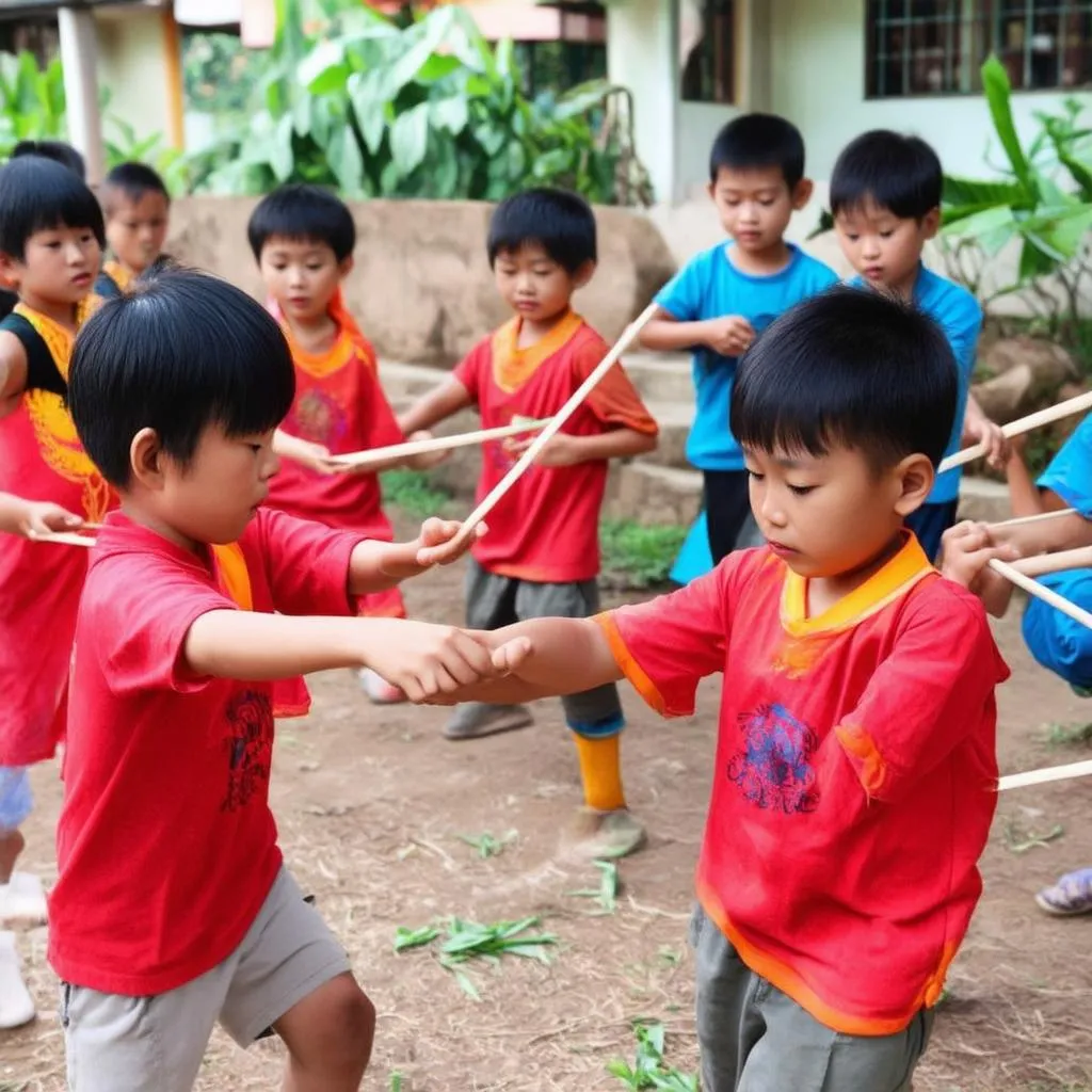 Trẻ em chơi Ô Ăn Quan