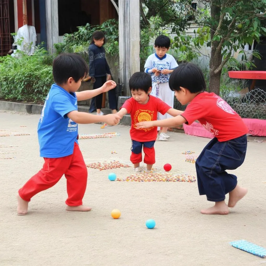 Trẻ em chơi ô ăn quan