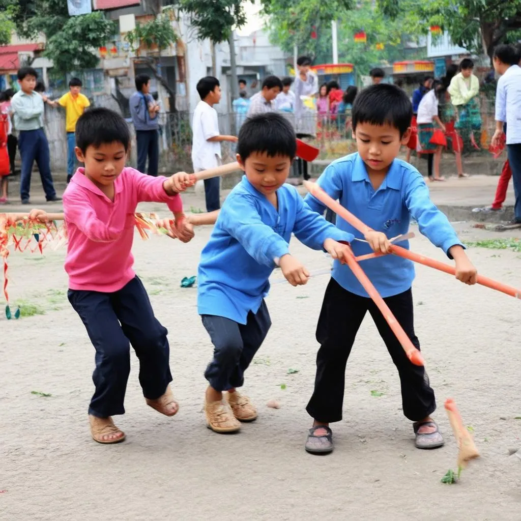 Trẻ em chơi ô ăn quan