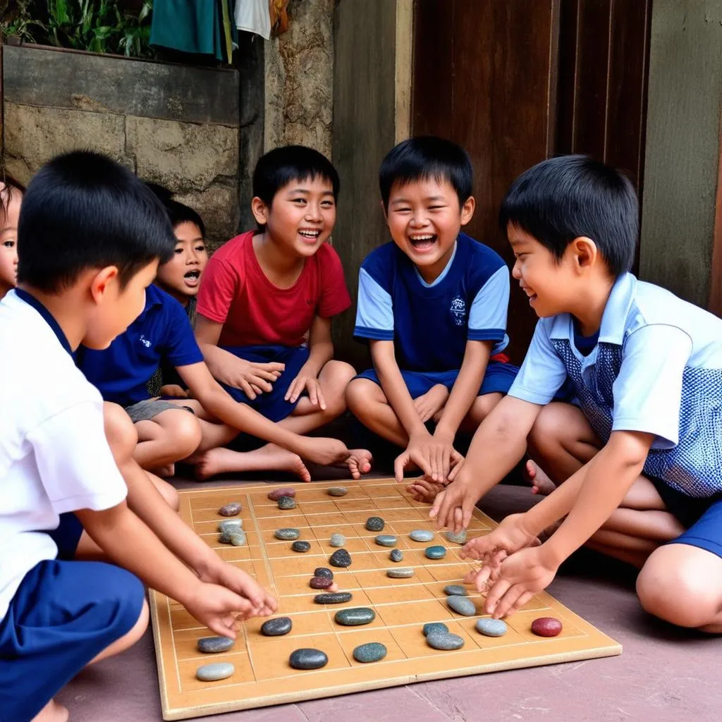 Trẻ em chơi ô ăn quan