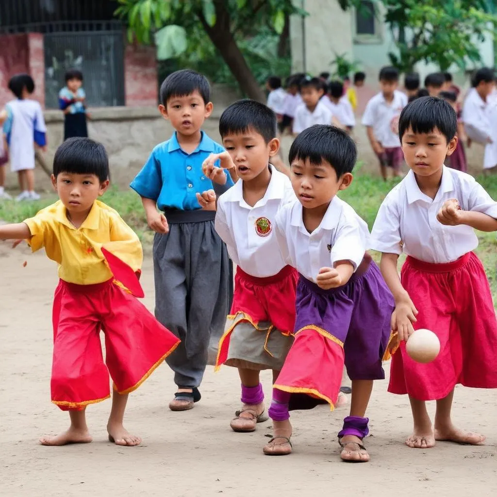 Trẻ em chơi ô ăn quan