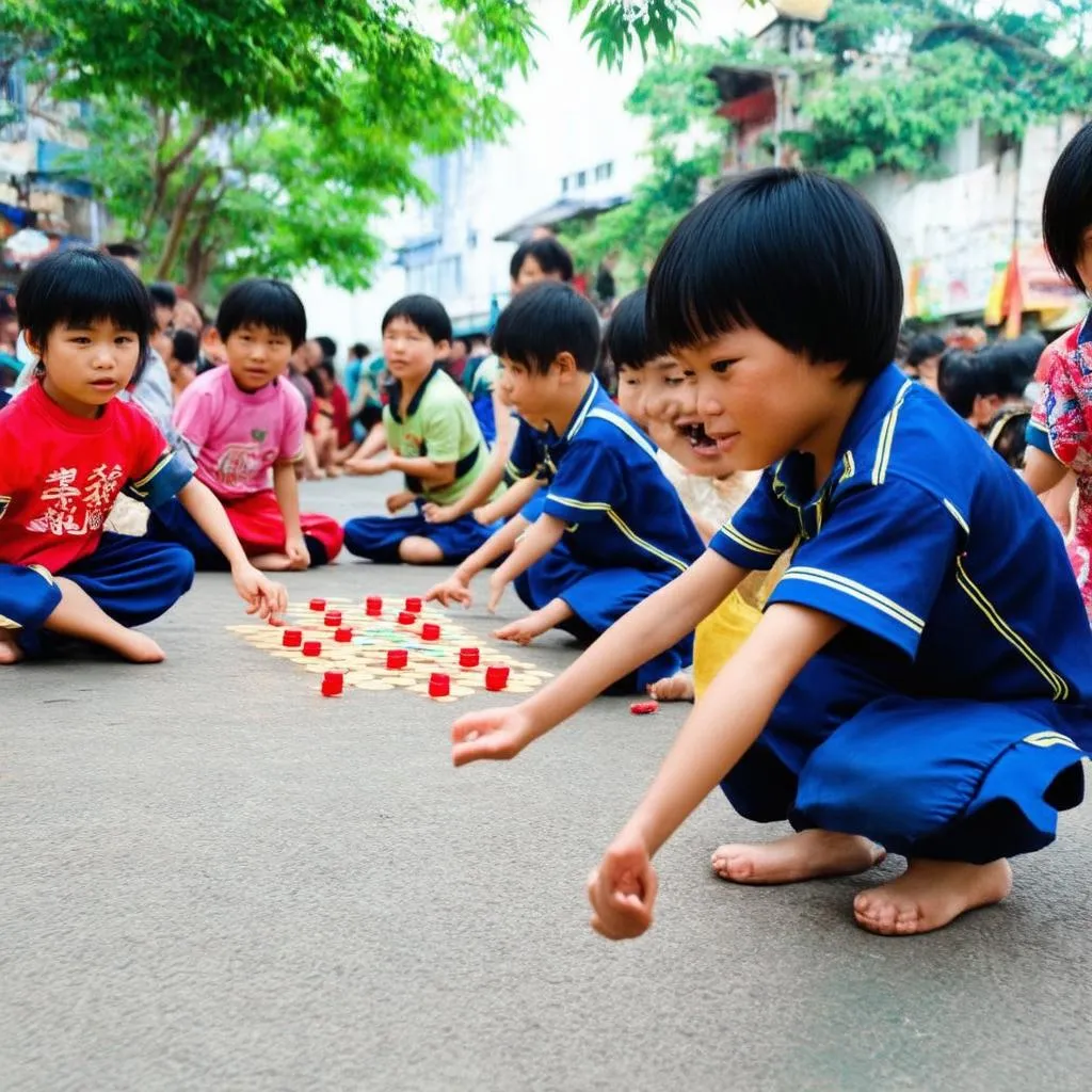 Trẻ em chơi Ô ăn quan