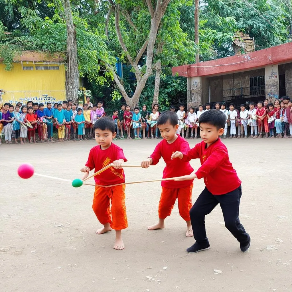 Trẻ em chơi ô ăn quan