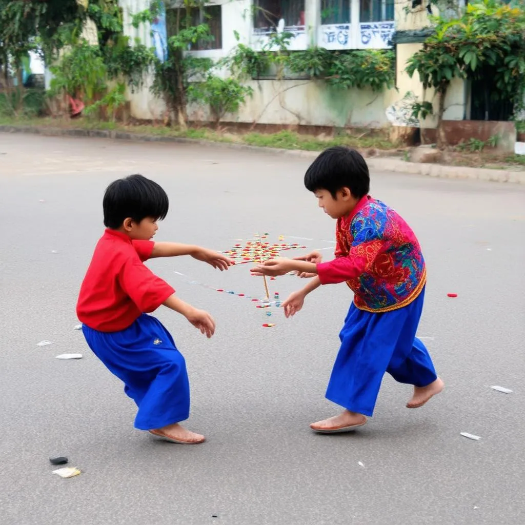 trẻ em chơi ô ăn quan