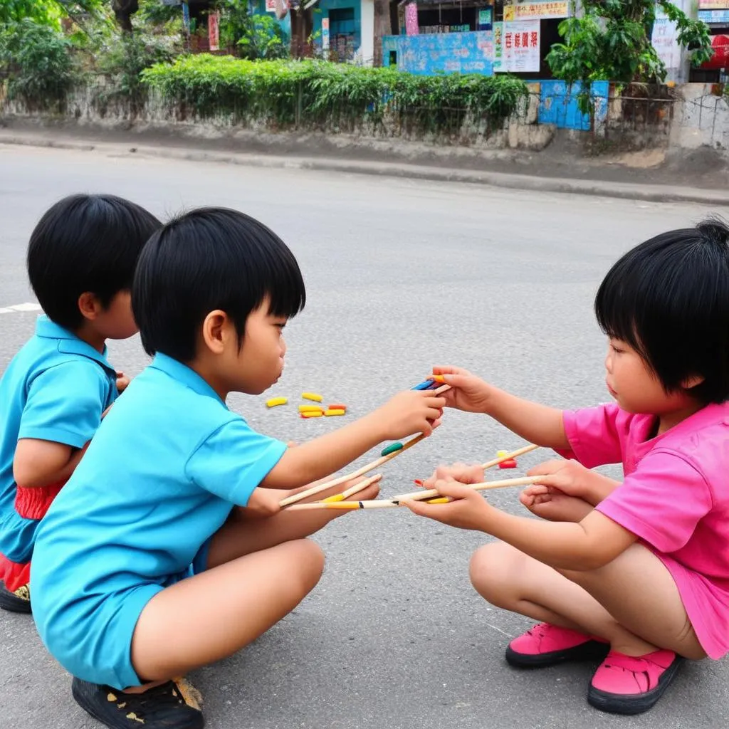 Trẻ em chơi Ô Ăn Quan