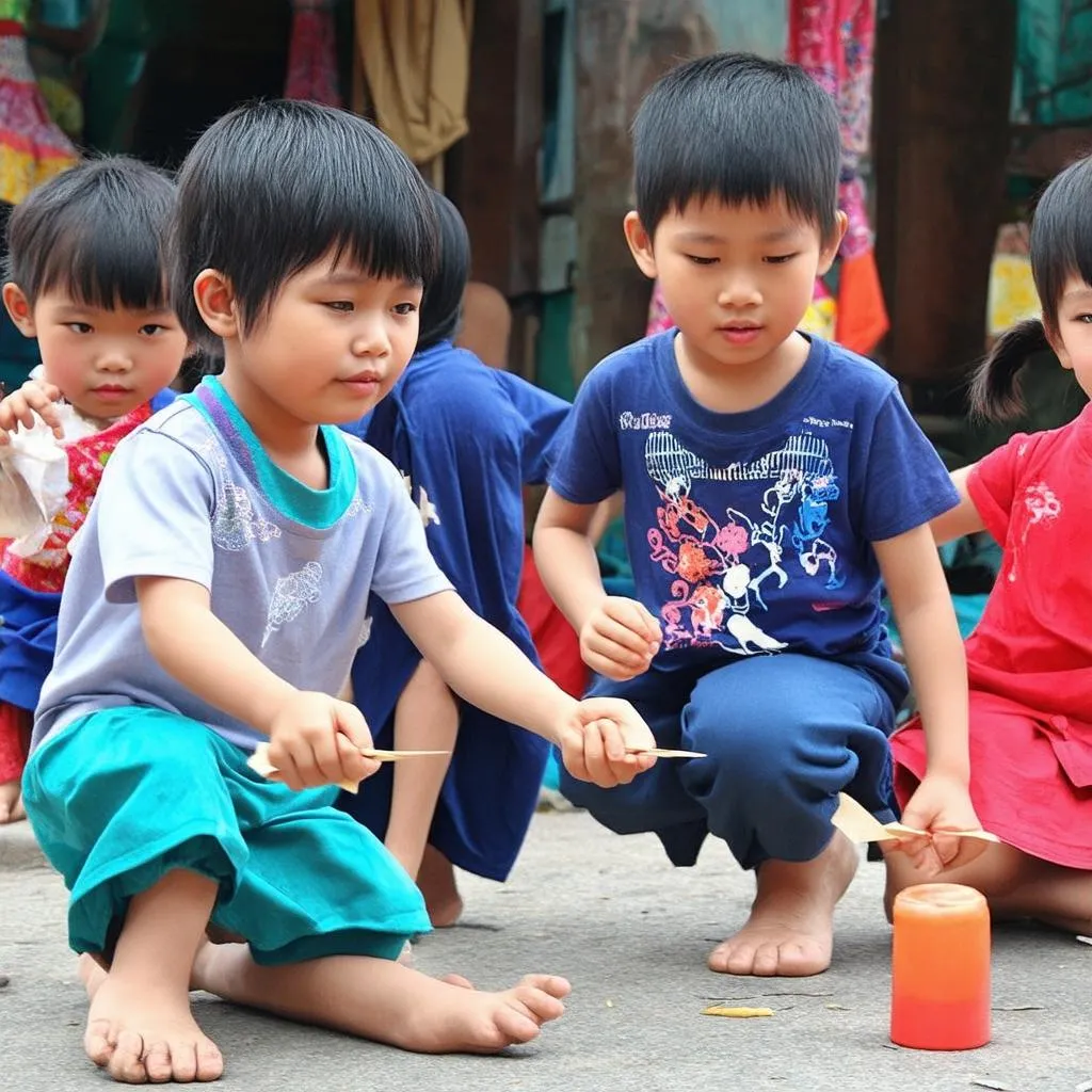 Trẻ em chơi ô ăn quan