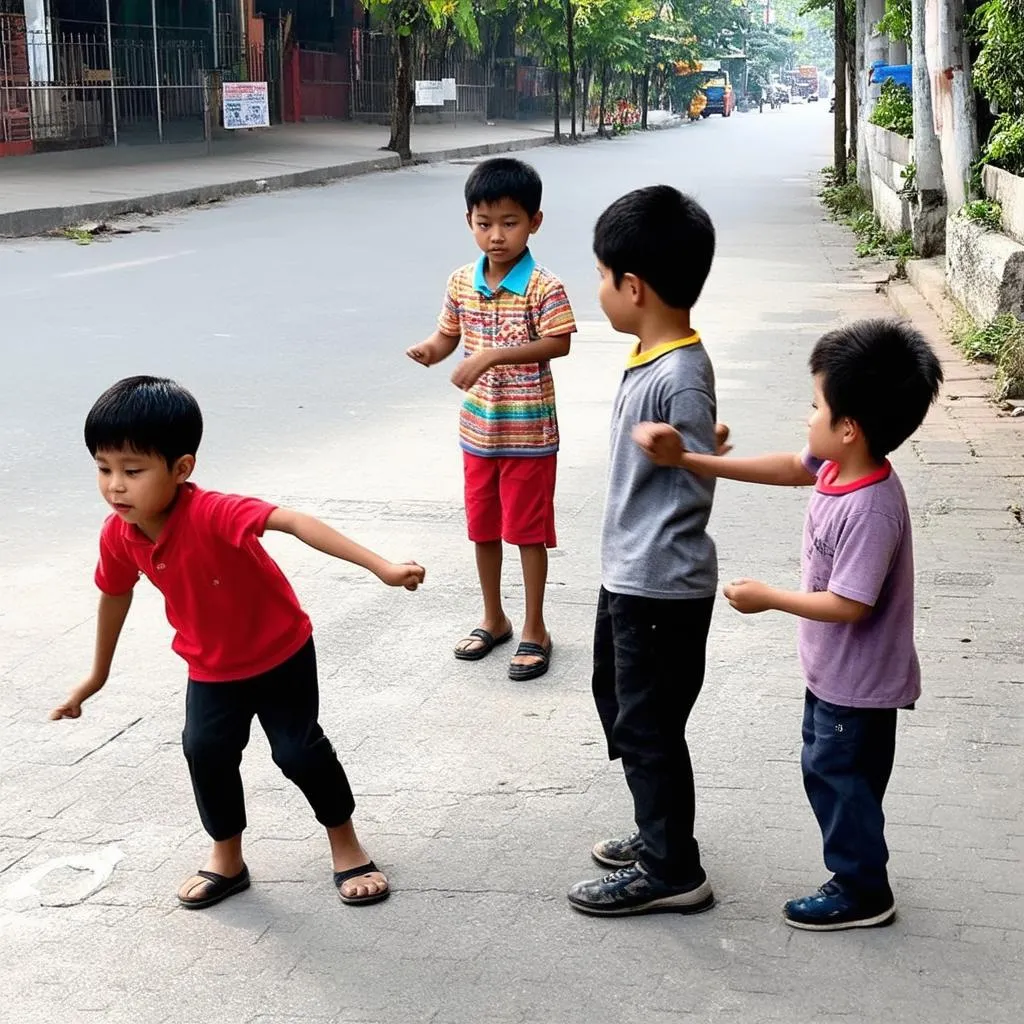 Trẻ em chơi ô ăn quan