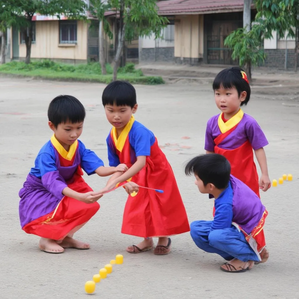 Trẻ em chơi ô ăn quan