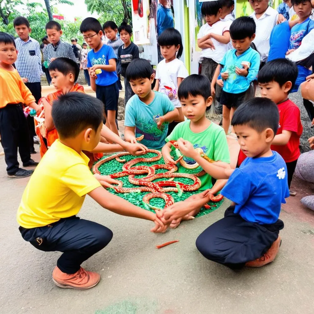 Trẻ em chơi rồng rắn lên mây