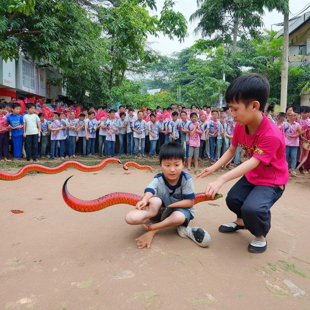 Trẻ em chơi rồng rắn lên mây