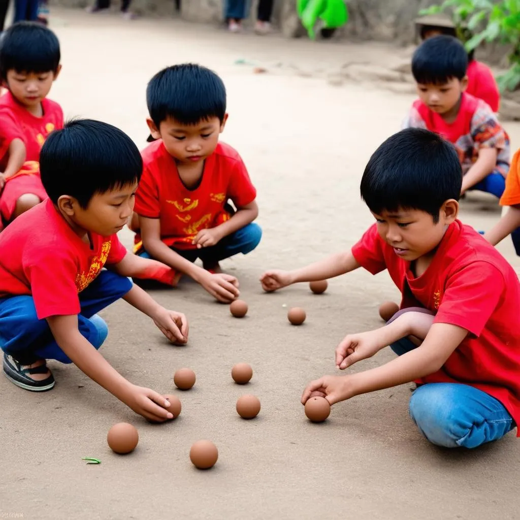 Trẻ em chơi vuốt hột nổ