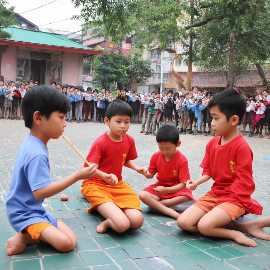 Trẻ em chơi ô ăn quan